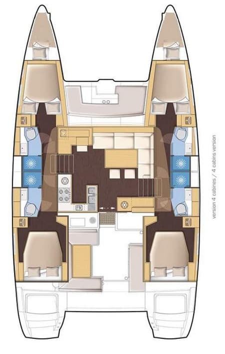 Charter Rental Catamaran BigElli in Spain Layout | Yacht4Less
