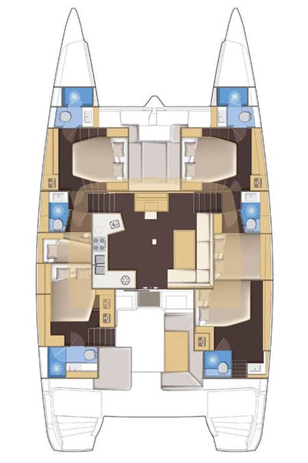 Charter Rental Catamaran El Presidente in Spain Layout | Yacht4Less