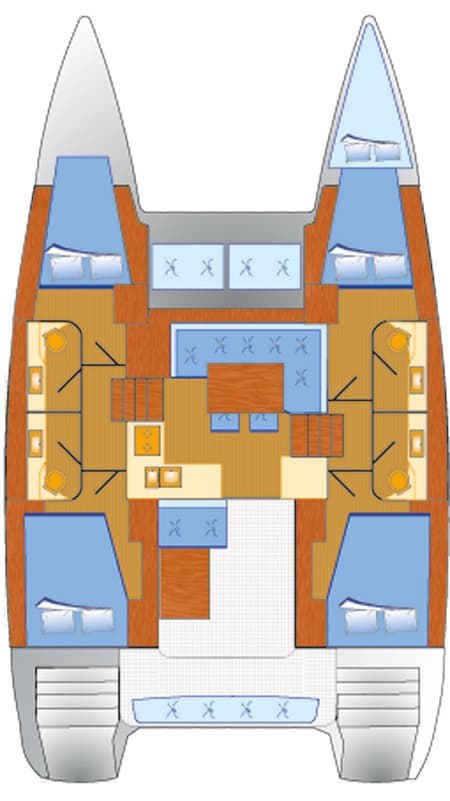 Charter Rental Catamaran Sunrise in Spain Layout | Yacht4Less