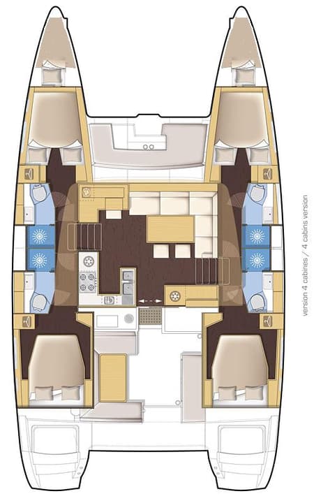 Charter Rental Catamaran Mary One in Greece Layout | Yacht4Less