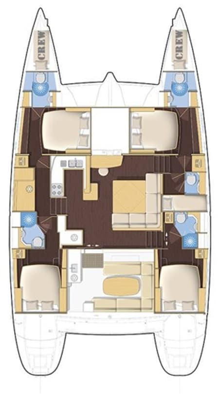 Charter Rental Catamaran The Big Deal in Greece Layout | Yacht4Less