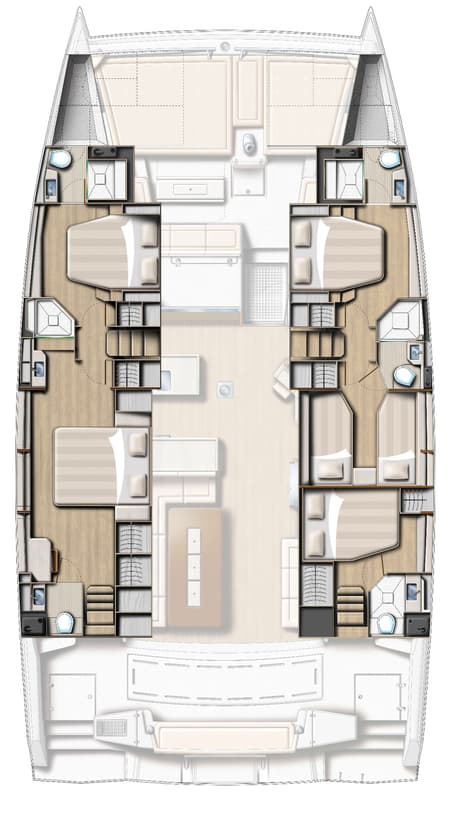 Charter Rental Catamaran License to Chill (crewed) in Greece Layout | Yacht4Less