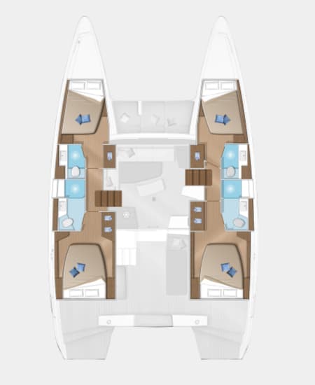 Charter Rental Catamaran Coral Seas in Greece Layout | Yacht4Less