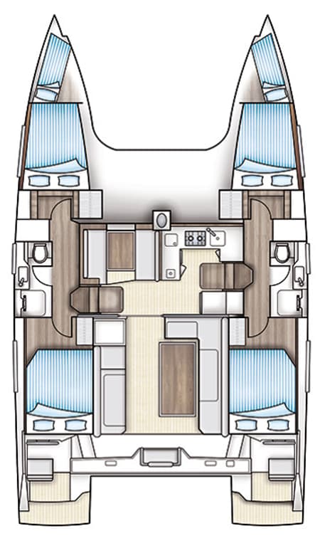 Charter Rental Catamaran Sea Spirit in Mauritius Layout | Yacht4Less