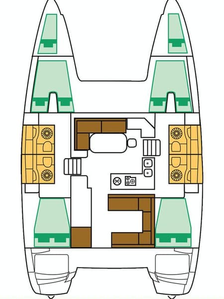Charter Rental Catamaran Scirocco in Croatia Layout | Yacht4Less